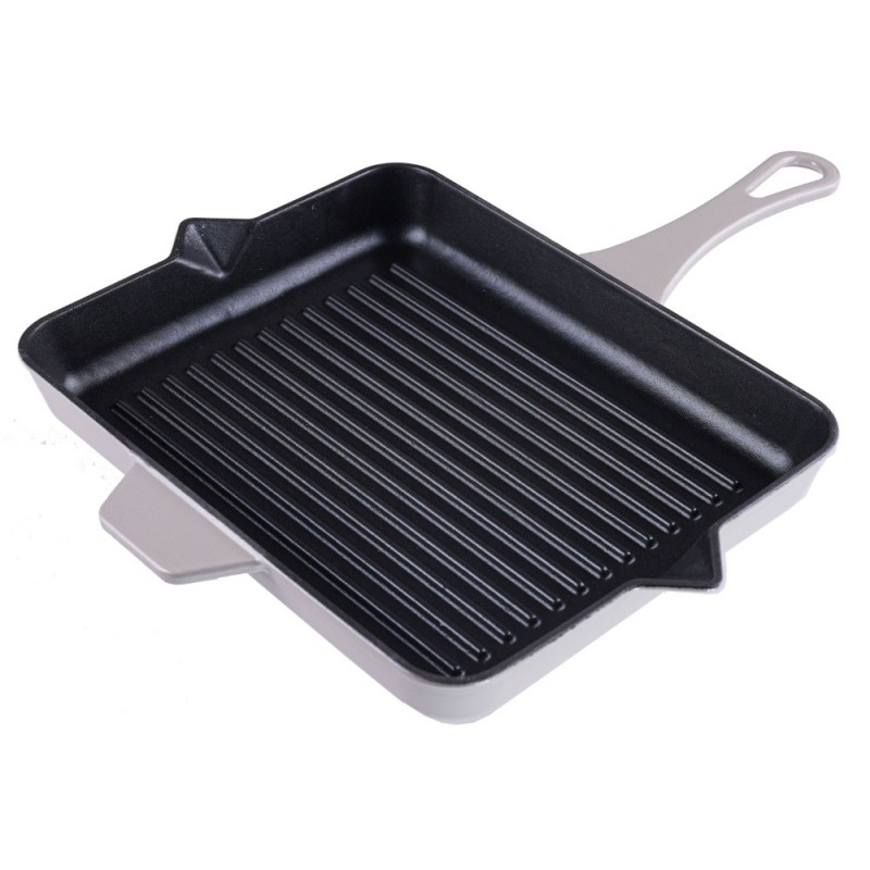 Tigaie grill din fontă emailată Hosse, Ivory, 26x32cm - 