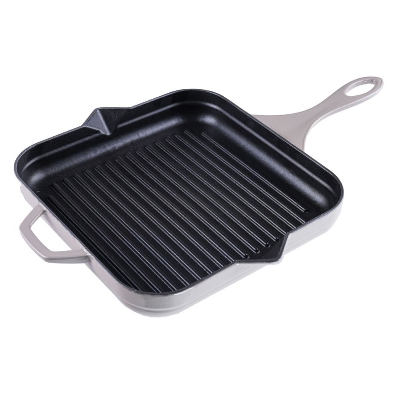 Tigaie grill din fontă emailată Hosse, Ivory, 28x28cm - Tigaie grill din fontă