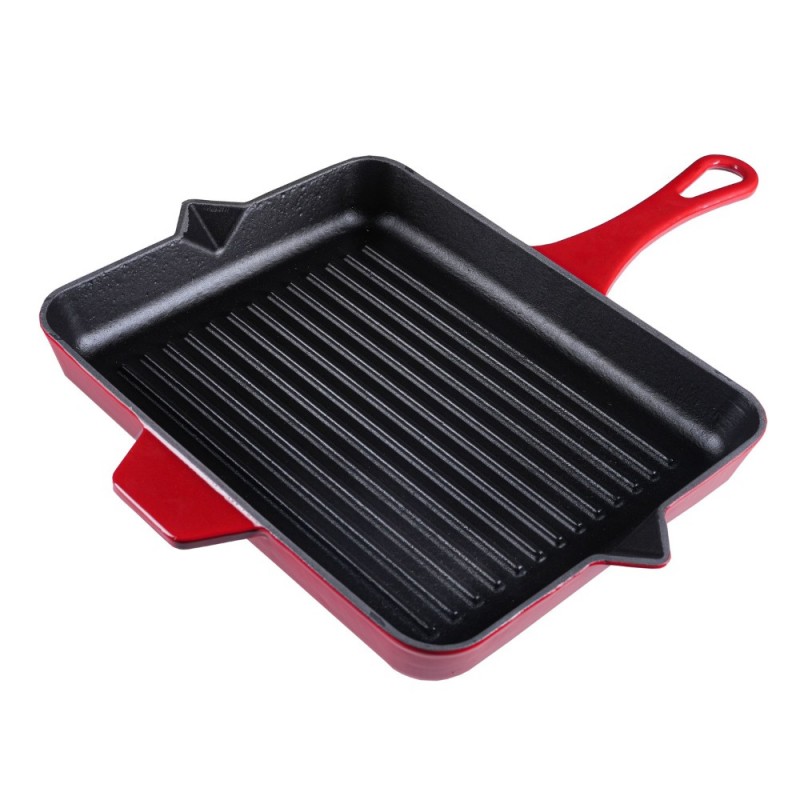 Tigaie grill din fontă emailată Hosse, Rubin, 26x32cm - 